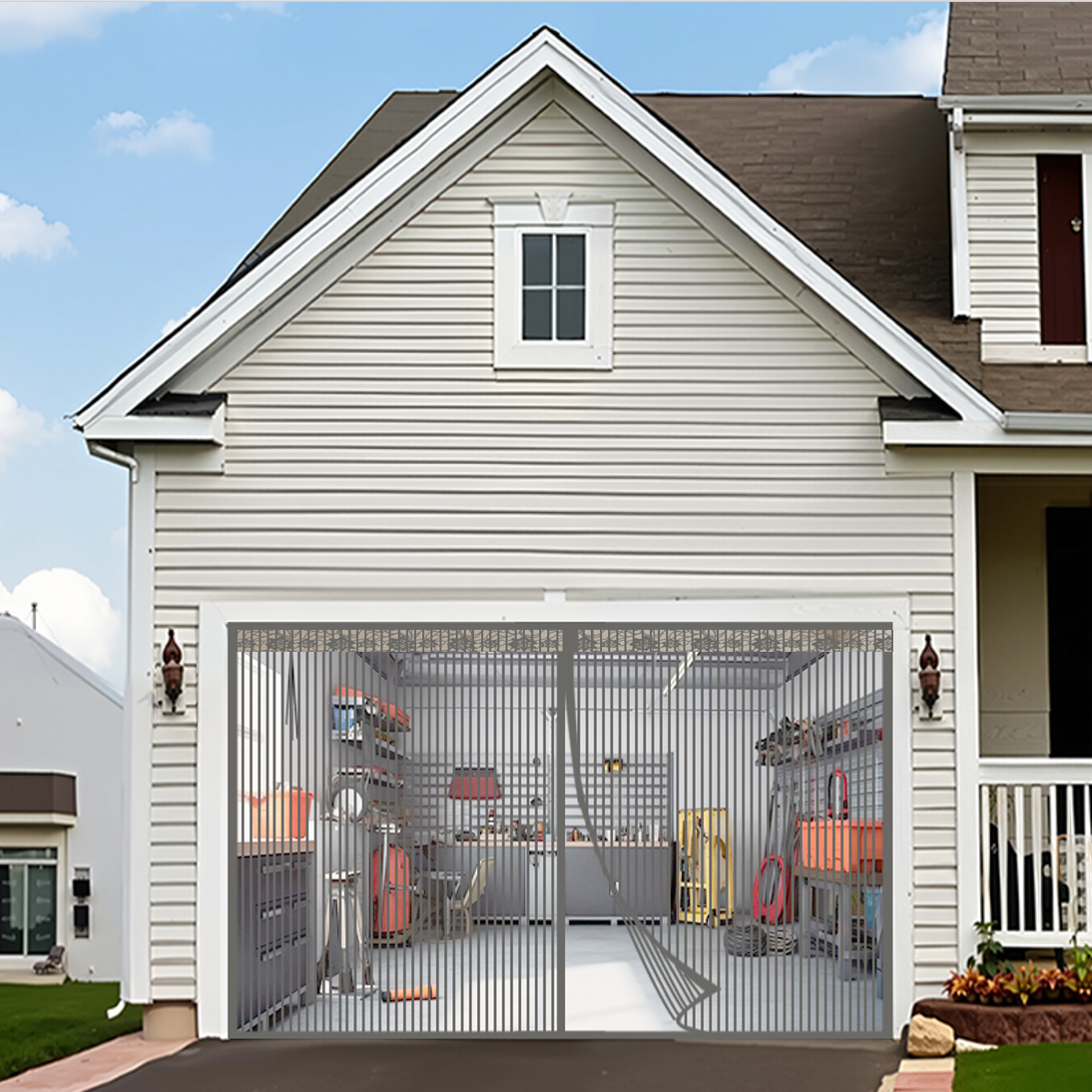 Home Security Doors - Extra Large Grey Magnetic Screen Door
