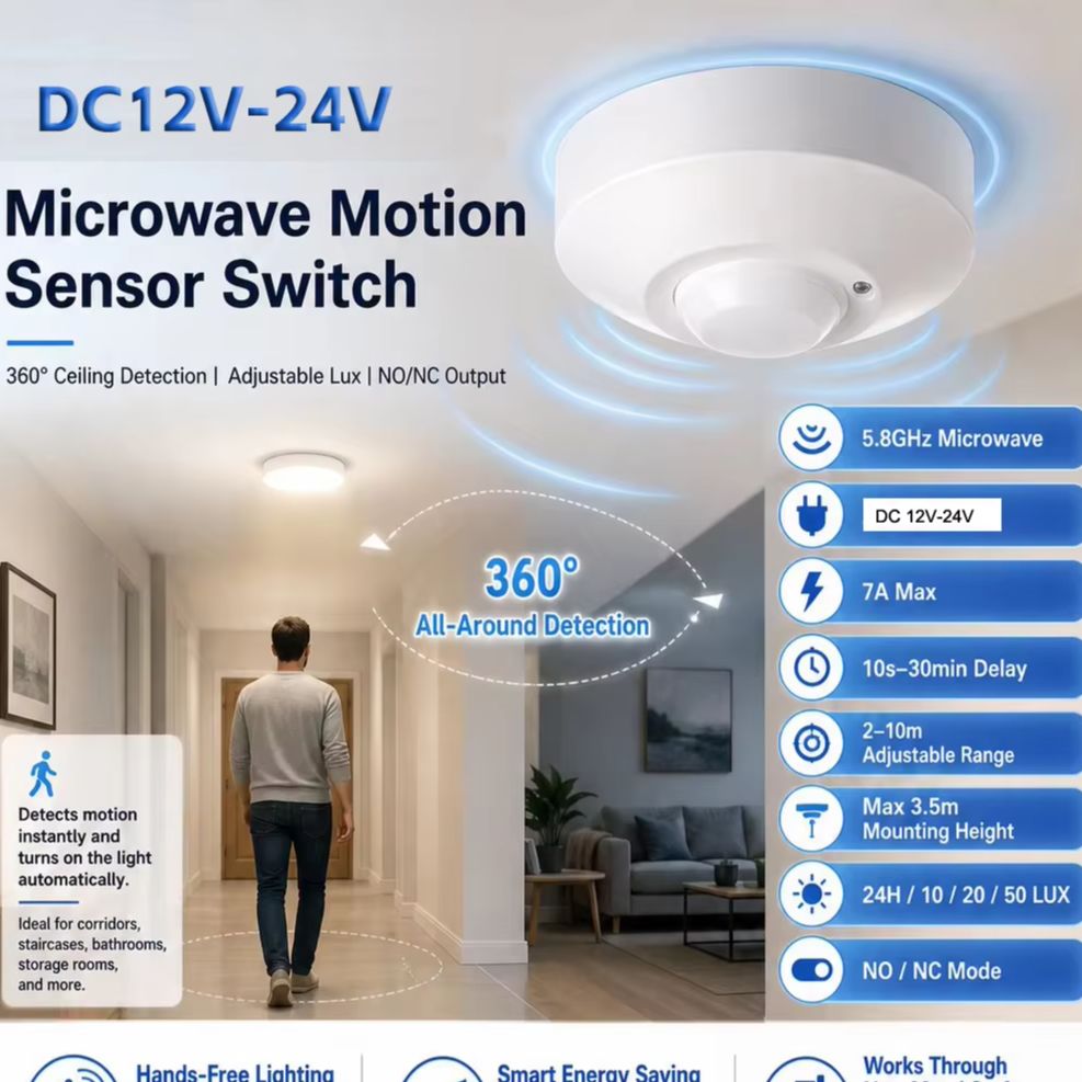 Home Security Radar System - Ceiling Mounted DC12V-24V Microwave Radar Sensor