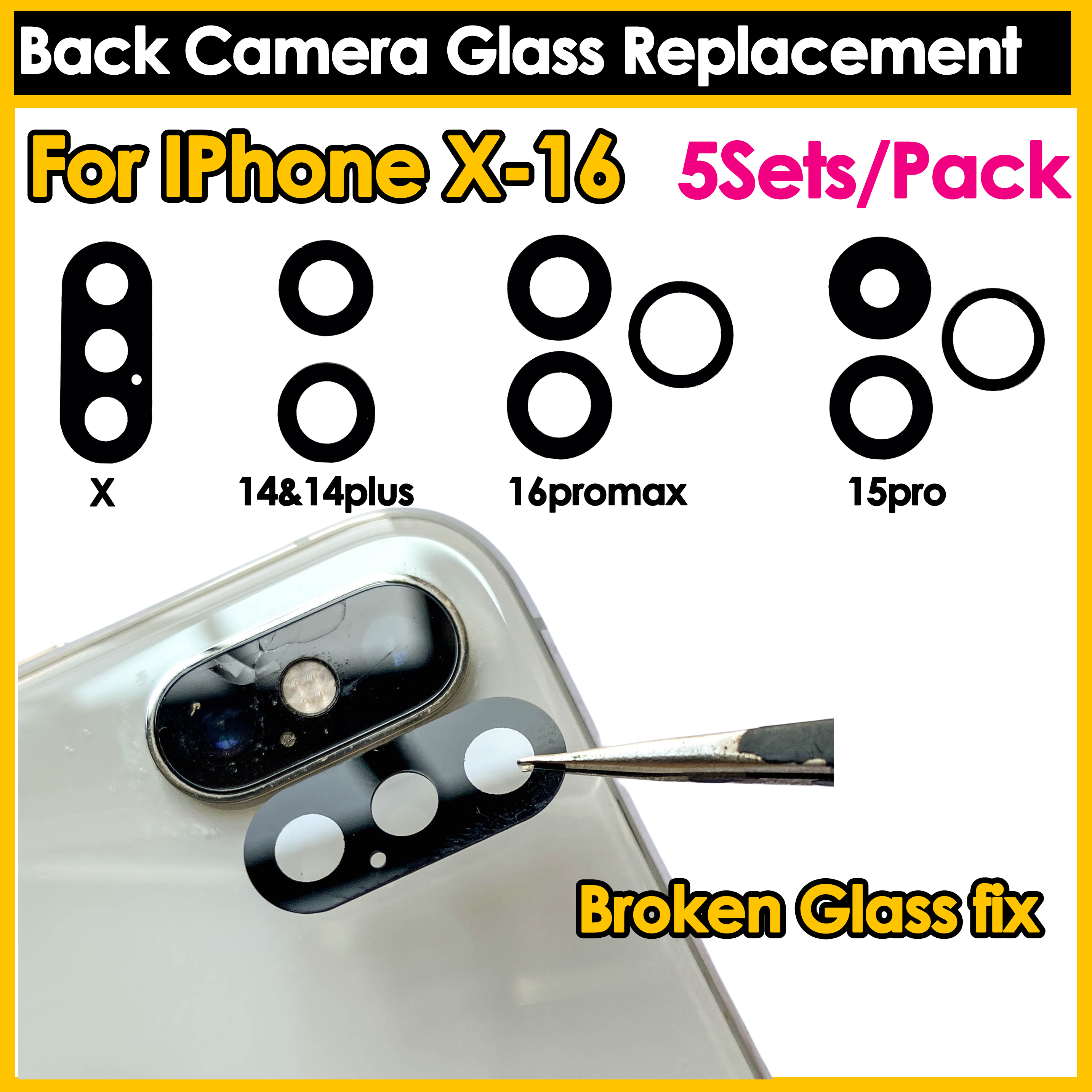 5Sets New Back Camera Glass Re - Glass Break Detector recensie en prijs