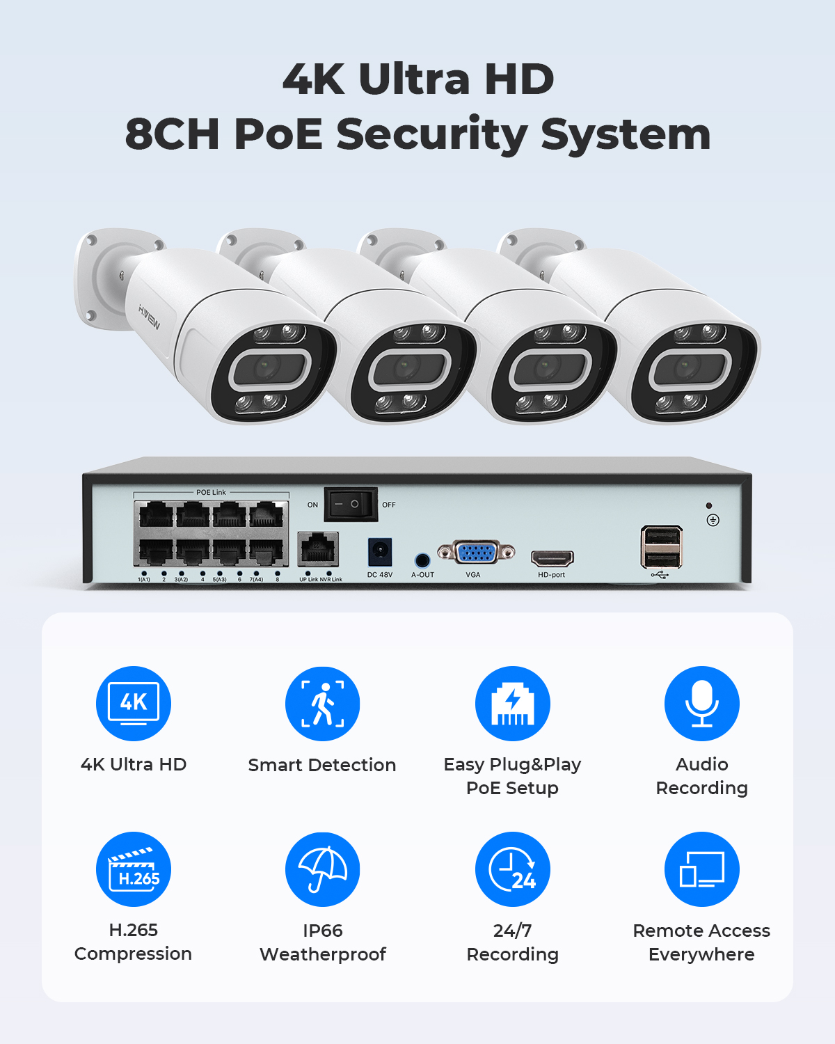 H.View 4K 5Mp 8Mp poe Cctv Sec - Home Security And Camera Systems recensie en prijs